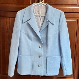 VTG 70s Women’s Blazer Jacket Raised Pattern Baby Blue Size M/L